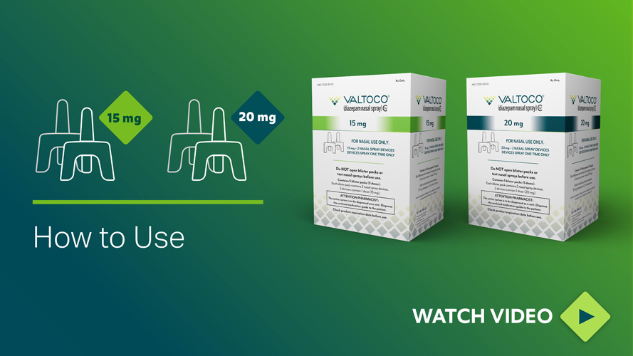 VALTOCO® (diazepam nasal spray) instructions for use video (15 mg and 20 mg doses)