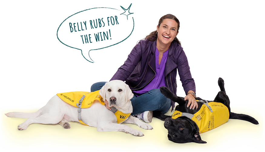 Seizure alert dogs, Val & Toco, love belly rubs